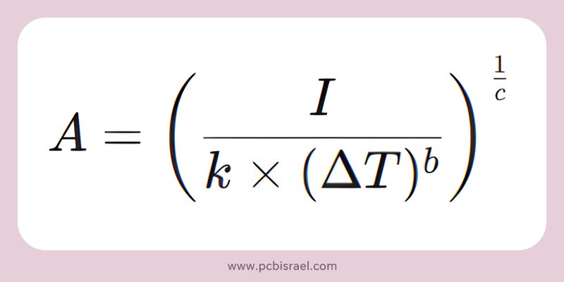 נוסחת שטח החתך (A) המסודרת מחדש מנוסחת IPC-2221